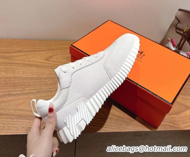 Unique Style Hermes Bouncing Sneakers in Cotton Canvas and Suede White/Orange 1222074 2026
