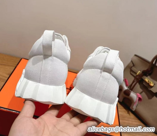 Unique Style Hermes Bouncing Sneakers in Cotton Canvas and Suede White/Orange 1222074 2026