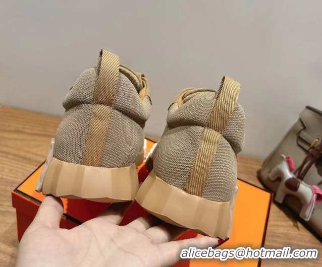 Durable Hermes Bouncing Sneakers in Cotton Canvas and Suede Brown/Grey 1222078 2026
