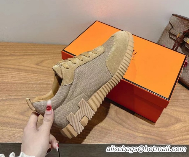 Durable Hermes Bouncing Sneakers in Cotton Canvas and Suede Brown/Grey 1222078 2026