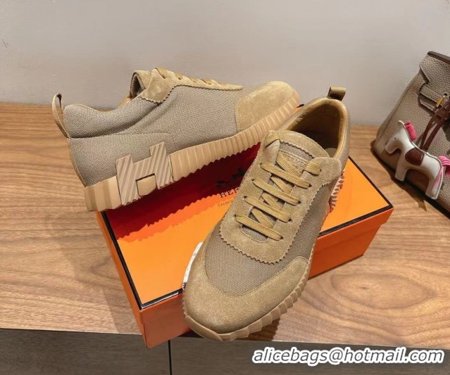Durable Hermes Bouncing Sneakers in Cotton Canvas and Suede Brown/Grey 1222078 2026