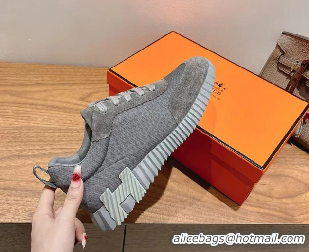 New Style Hermes Bouncing Sneakers in Cotton Canvas and Suede Dark Grey 1222079 2026