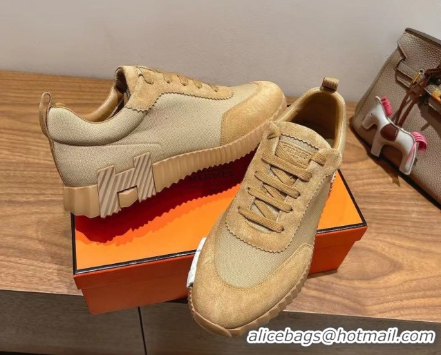Popular Style Hermes Bouncing Sneakers in Cotton Canvas and Suede Light Brown 1222080 2026