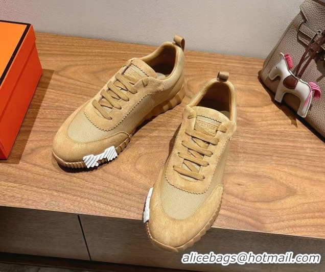 Popular Style Hermes Bouncing Sneakers in Cotton Canvas and Suede Light Brown 1222080 2026