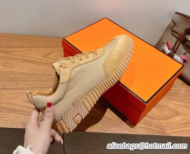 Popular Style Hermes Bouncing Sneakers in Cotton Canvas and Suede Light Brown 1222080 2026