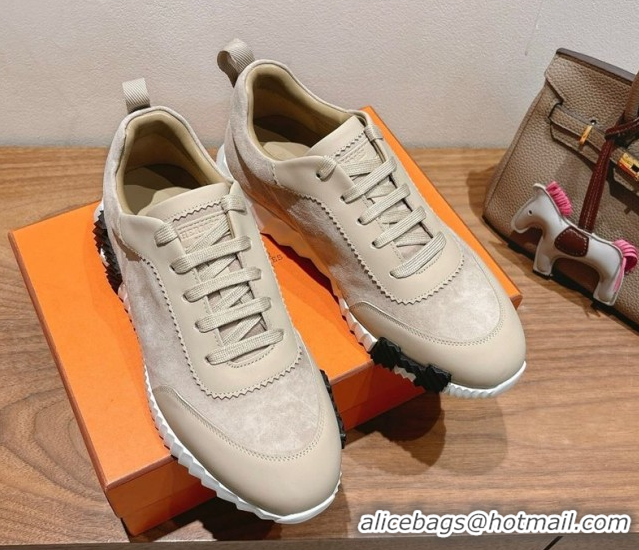 Perfect Hermes Bouncing Sneakers in Leather and Suede Beige/Grey 1222081 2026