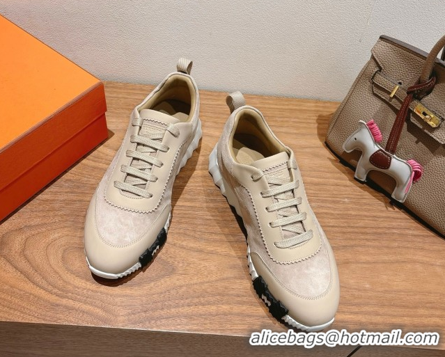 Perfect Hermes Bouncing Sneakers in Leather and Suede Beige/Grey 1222081 2026