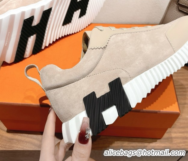 Perfect Hermes Bouncing Sneakers in Leather and Suede Beige/Grey 1222081 2026