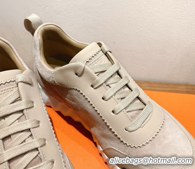Perfect Hermes Bouncing Sneakers in Leather and Suede Beige/Grey 1222081 2026