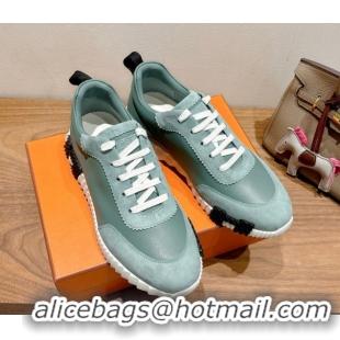 Best Price Hermes Bouncing Sneakers in Leather and Suede Green 1222082 2026