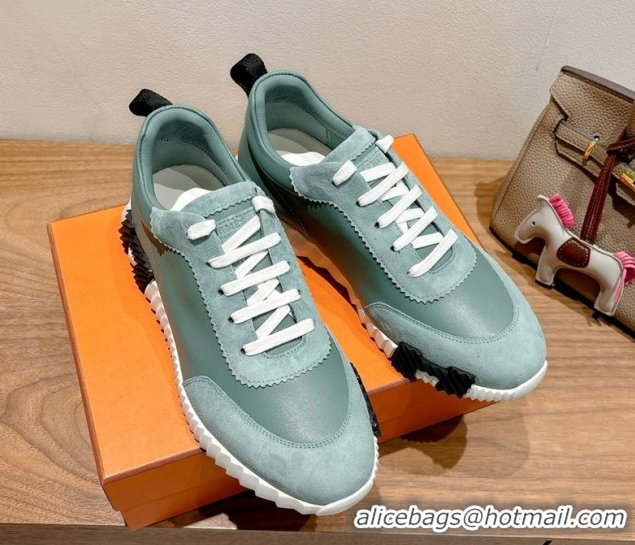 Best Price Hermes Bouncing Sneakers in Leather and Suede Green 1222082 2026