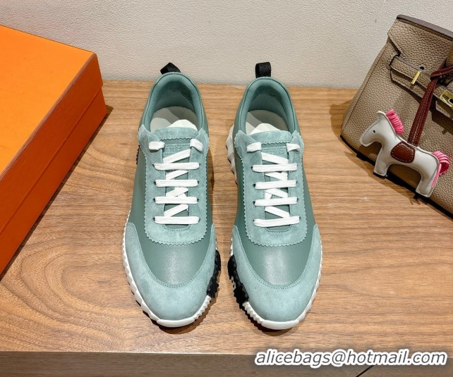 Best Price Hermes Bouncing Sneakers in Leather and Suede Green 1222082 2026