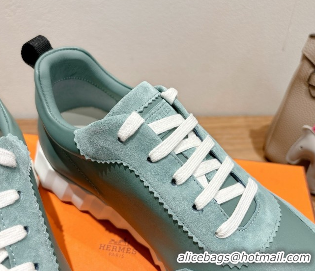 Best Price Hermes Bouncing Sneakers in Leather and Suede Green 1222082 2026