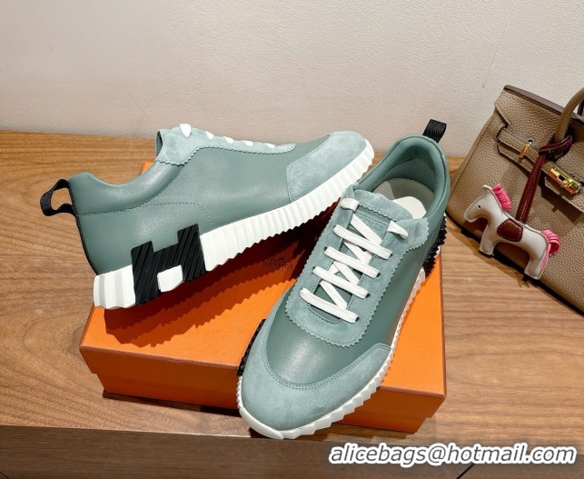 Best Price Hermes Bouncing Sneakers in Leather and Suede Green 1222082 2026