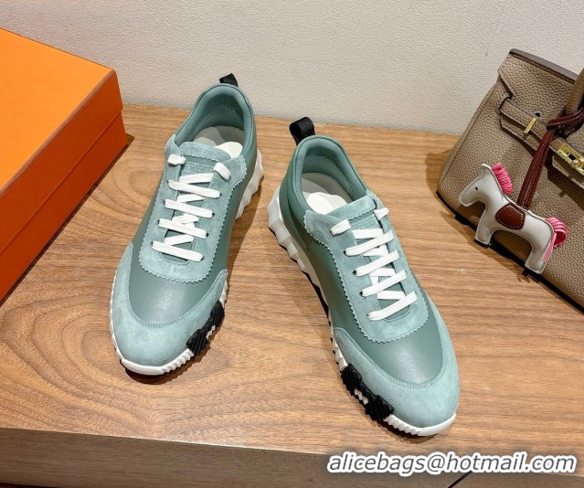 Best Price Hermes Bouncing Sneakers in Leather and Suede Green 1222082 2026
