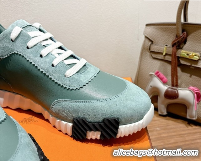 Best Price Hermes Bouncing Sneakers in Leather and Suede Green 1222082 2026