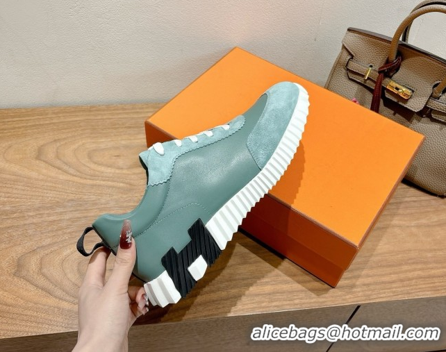 Best Price Hermes Bouncing Sneakers in Leather and Suede Green 1222082 2026