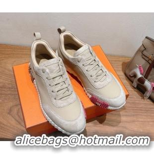 Purchase Hermes Bouncing Sneakers in Leather and Suede Light Beige 1222083 2026