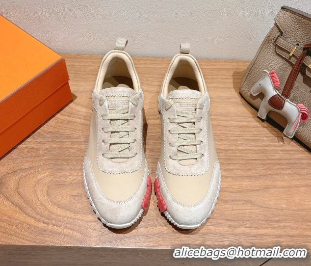 Purchase Hermes Bouncing Sneakers in Leather and Suede Light Beige 1222083 2026