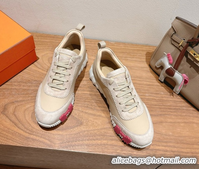 Purchase Hermes Bouncing Sneakers in Leather and Suede Light Beige 1222083 2026