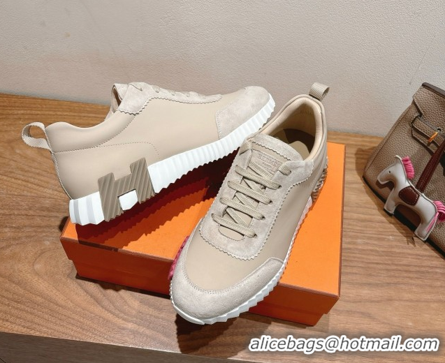 Purchase Hermes Bouncing Sneakers in Leather and Suede Light Beige 1222083 2026