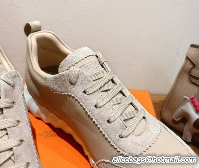Purchase Hermes Bouncing Sneakers in Leather and Suede Light Beige 1222083 2026
