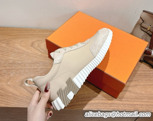 Purchase Hermes Bouncing Sneakers in Leather and Suede Light Beige 1222083 2026