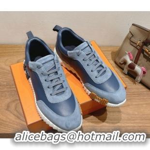 Good Quality Hermes Bouncing Sneakers in Leather and Suede Dark Blue 1222084 2026