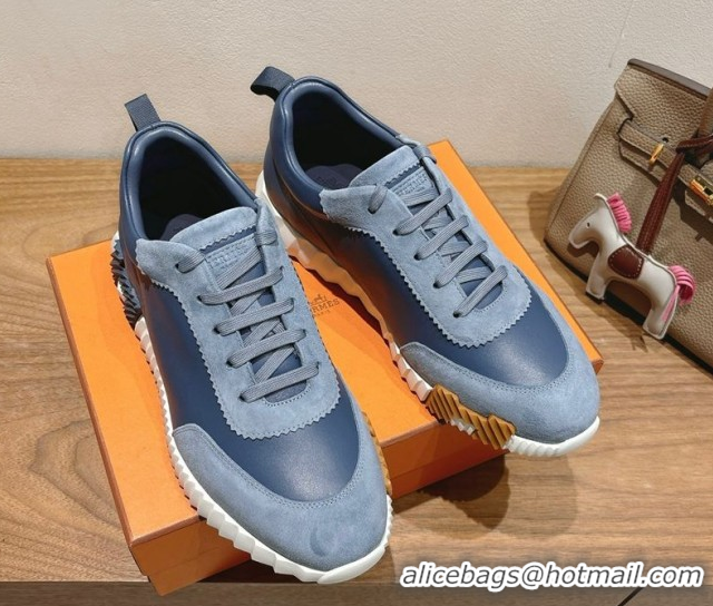 Good Quality Hermes Bouncing Sneakers in Leather and Suede Dark Blue 1222084 2026