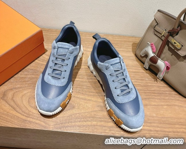 Good Quality Hermes Bouncing Sneakers in Leather and Suede Dark Blue 1222084 2026