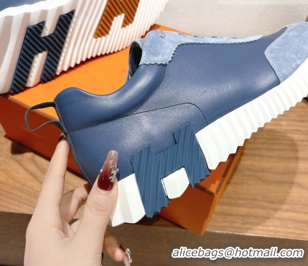 Good Quality Hermes Bouncing Sneakers in Leather and Suede Dark Blue 1222084 2026
