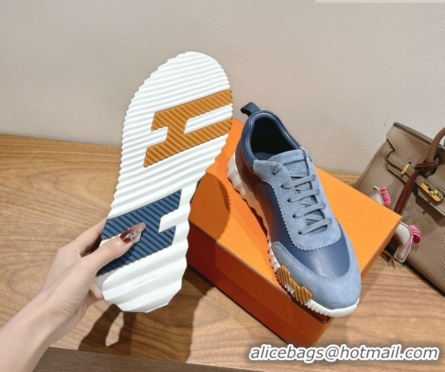 Good Quality Hermes Bouncing Sneakers in Leather and Suede Dark Blue 1222084 2026