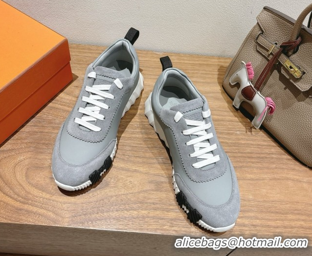 Luxurious Hermes Bouncing Sneakers in Leather and Suede Grey 1222085 2026