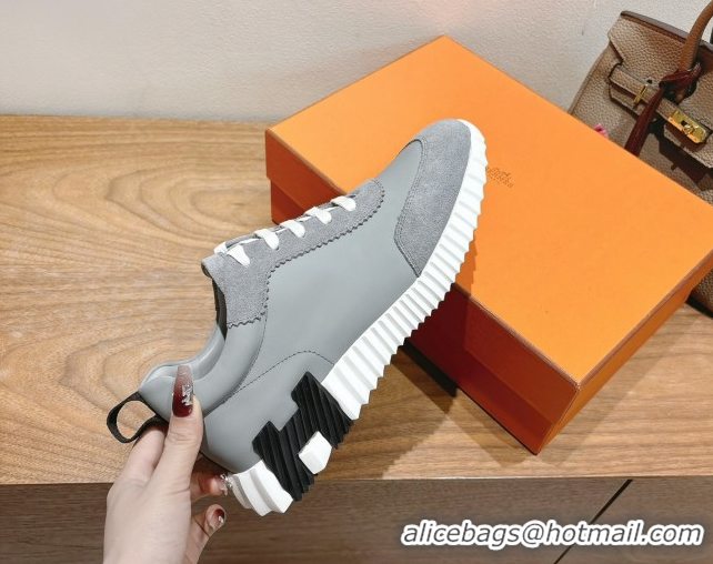 Luxurious Hermes Bouncing Sneakers in Leather and Suede Grey 1222085 2026