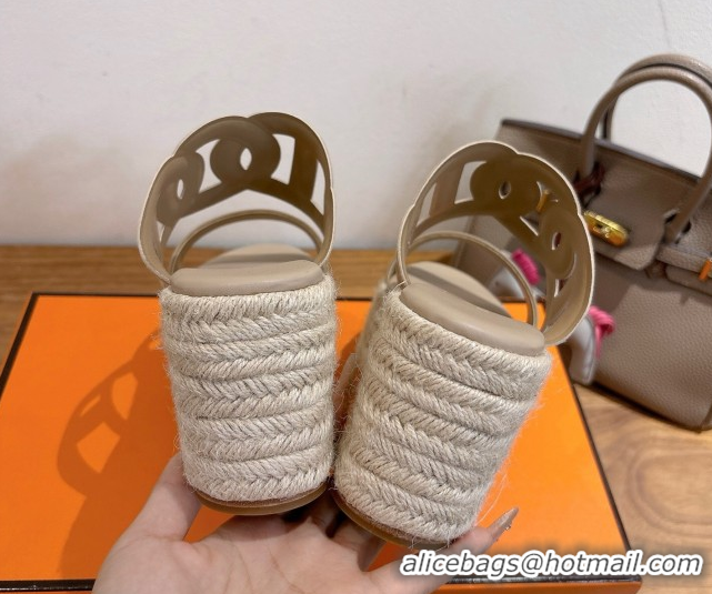 Good Product Hermes Lipari Wedge Slides Sandal in Suede and Leather Beige 1222090 2026