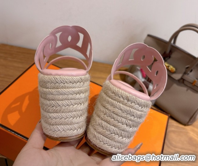 Best Price Hermes Lipari Wedge Slides Sandal in Suede Light Pink 1222091 2026