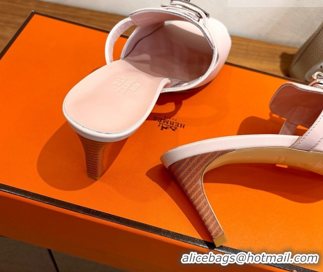 Best Price Hermes Kelly Strap Medium Heel Slides Sandal in Calfskin Leather Light Pink HS122201 2026