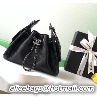 Best Price Chanel 25 Mini Hobo Handbag in Grained Calfskin AS5631 Black/Silver 2025