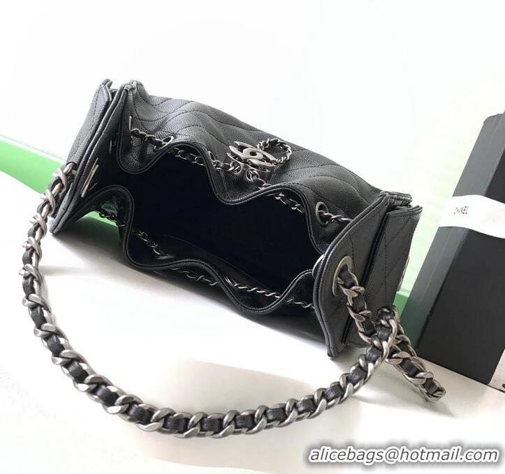 Best Price Chanel 25 Mini Hobo Handbag in Grained Calfskin AS5631 Black/Silver 2025