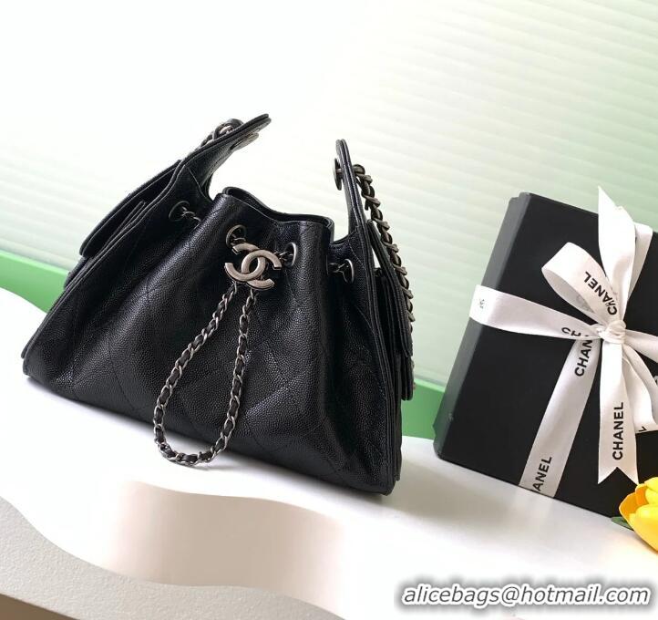 Best Price Chanel 25 Mini Hobo Handbag in Grained Calfskin AS5631 Black/Silver 2025