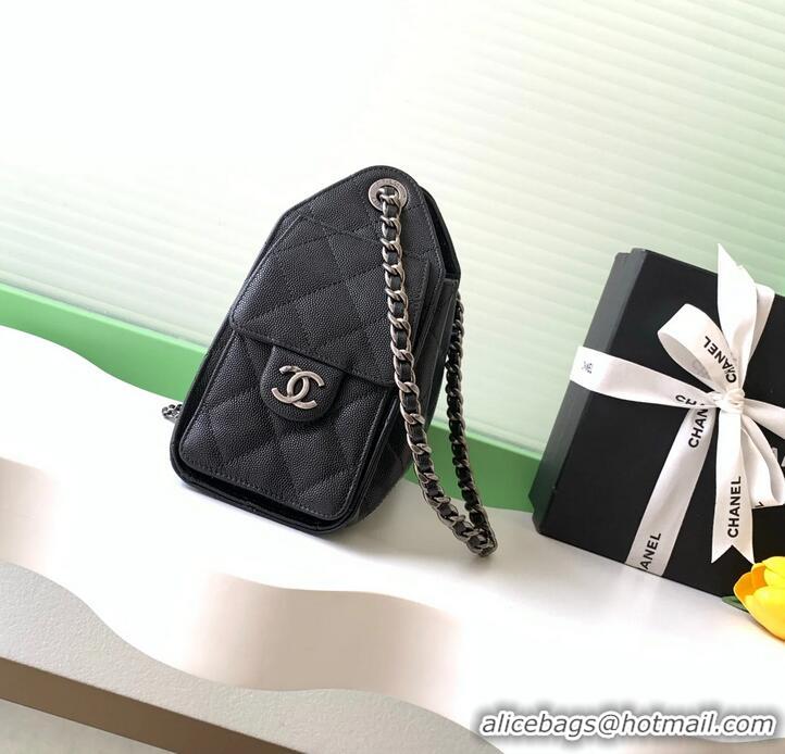 Best Price Chanel 25 Mini Hobo Handbag in Grained Calfskin AS5631 Black/Silver 2025