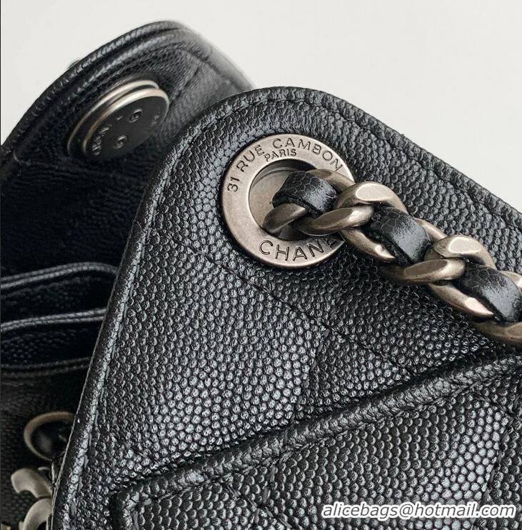 Best Price Chanel 25 Mini Hobo Handbag in Grained Calfskin AS5631 Black/Silver 2025