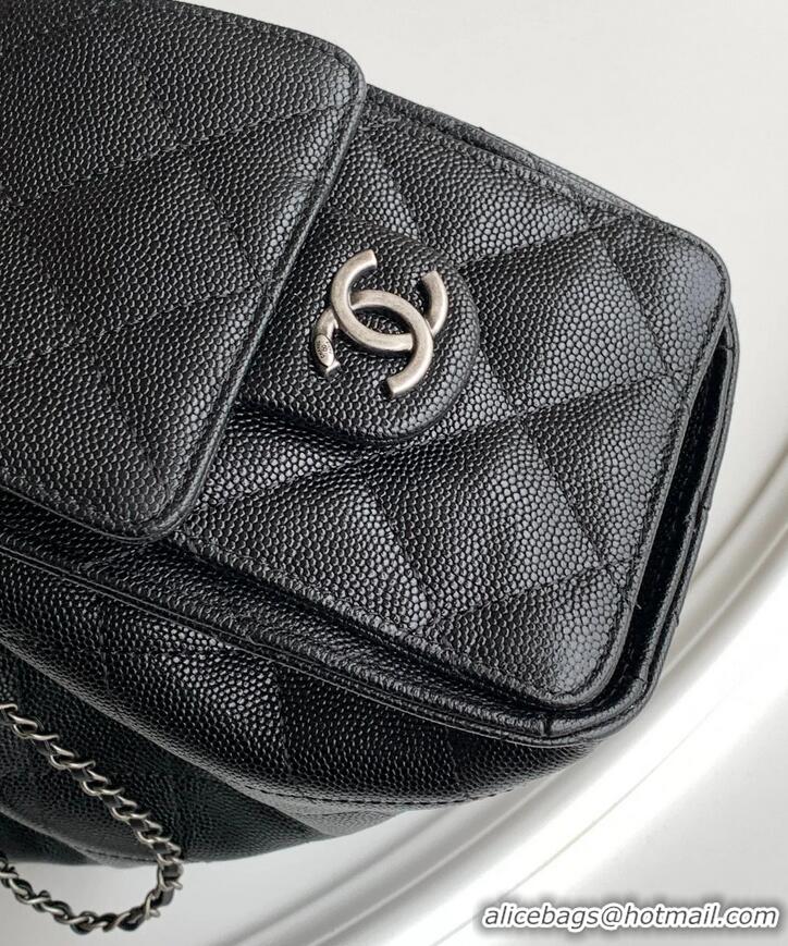 Best Price Chanel 25 Mini Hobo Handbag in Grained Calfskin AS5631 Black/Silver 2025