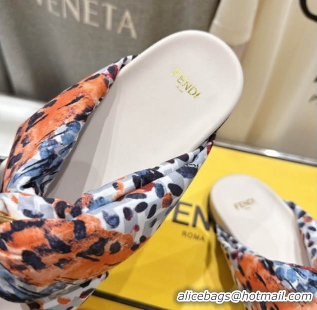 Unique Style Fendi Feel Flat Slides Sandal in Printed FF Fabric with D-ring Buckle Multicolored 51216064