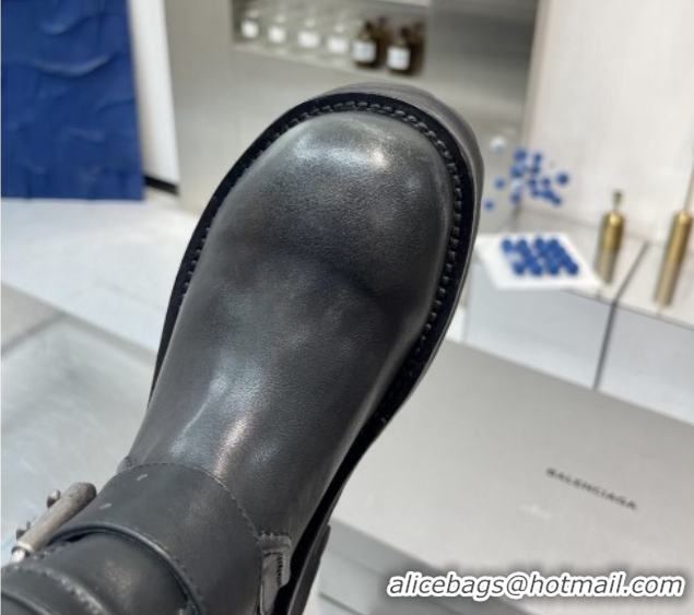 Generous Balenciaga Women's Venom Mid Boots 5cm with Strap Buckle in Calfskin Leather Black 1104104 2026