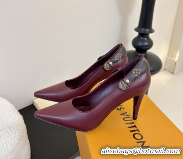 Top Design Louis Vuitton Legacy Pump 9cm in Burgundy Calfskin 6010701 2026