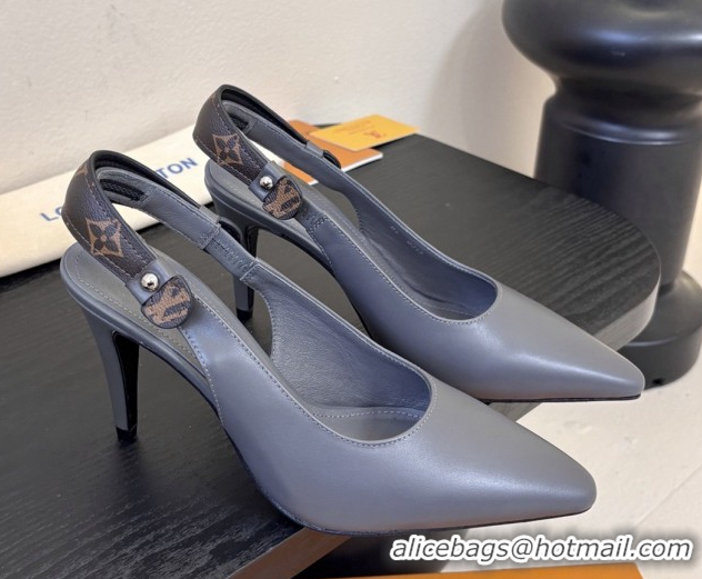 Buy Luxury Louis Vuitton Legacy Slingbacks Pump 9cm in Grey Calfskin 6010704 2026