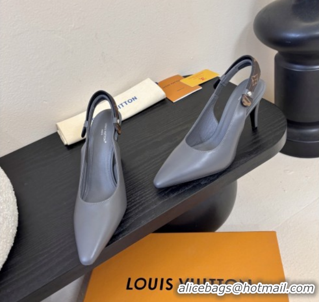 Buy Luxury Louis Vuitton Legacy Slingbacks Pump 9cm in Grey Calfskin 6010704 2026