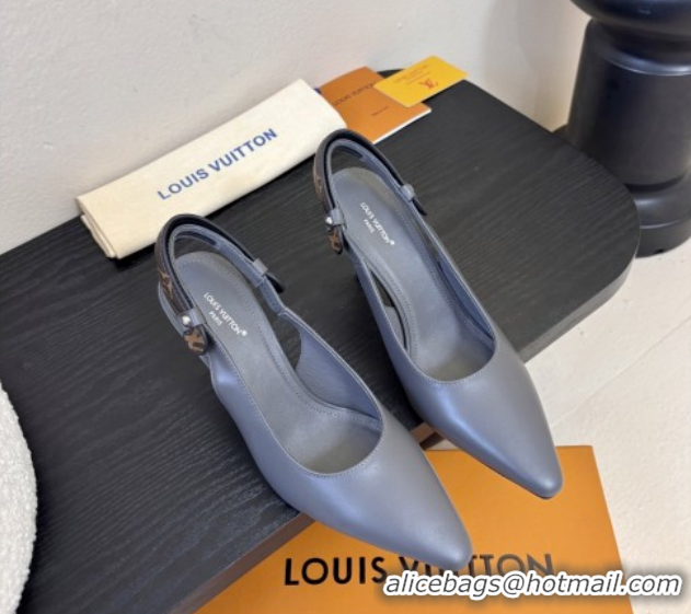 Buy Luxury Louis Vuitton Legacy Slingbacks Pump 9cm in Grey Calfskin 6010704 2026