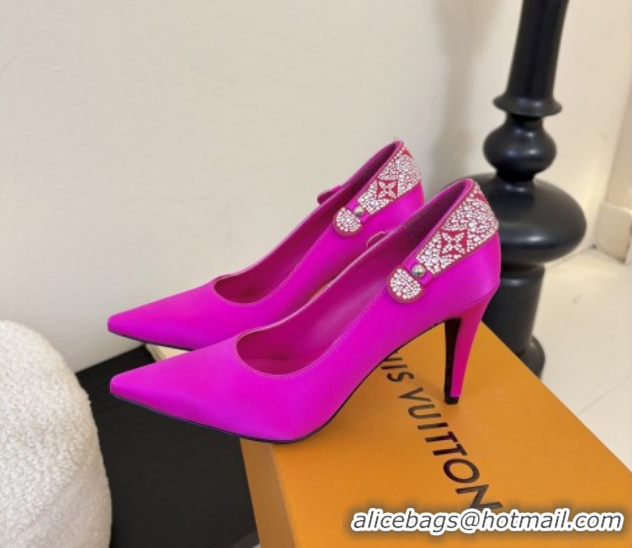 Pretty Style Louis Vuitton Legacy Pumps 9cm in Satin and Strass Rosy 6010706 2026